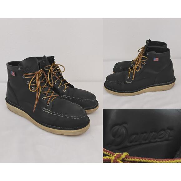 Danner Bull Run Moc Toe Work Boots Men\'s 11.5 Black Steel Toe Lace Up *W4778 main image 4